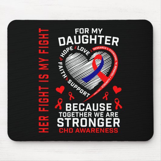 Haar vechtdochter CHD Awareness Heart Disease Gra Muismat (Voorkant)