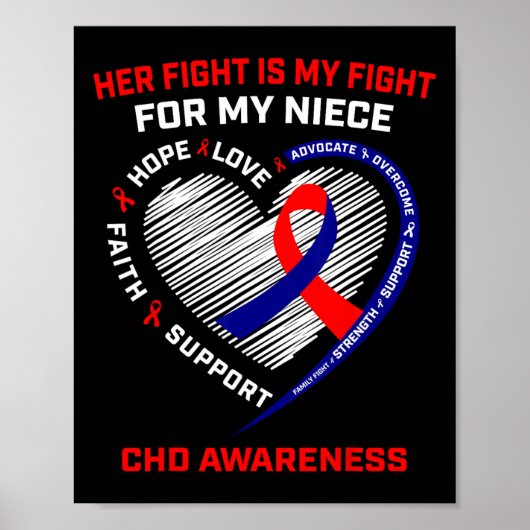 Haar vechtnichtje CHD Awareness Heart Disease Grap Poster (Voorkant)