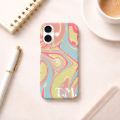 Haar verjaardagscadeau Roze & Groene Marmer Monogr Case-Mate iPhone Case