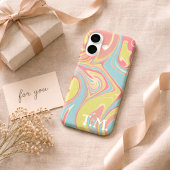 Haar verjaardagscadeau Roze & Groene Marmer Monogr Case-Mate iPhone Case
