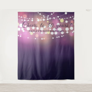 Haar verjaardagsfoto-achtergrond slingerlichtjes p wandkleed