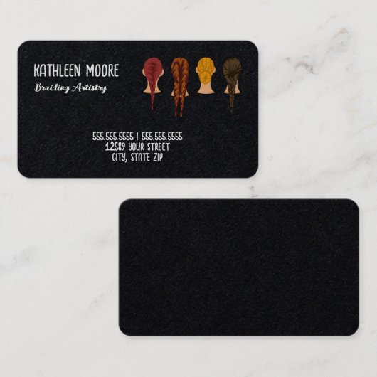 Haar vlechten eenzijdig Visitekaartje (Voorkant / Achterkant)