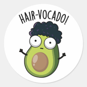 Haar-vocado Grappige Avocado Woordspelingen Ronde Sticker