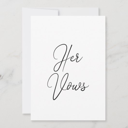 Haar Vow-Kaart | Wedding Vow Booklet for Bride Kaart (Voorkant)