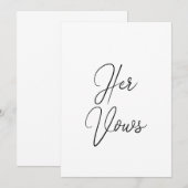 Haar Vow-Kaart | Wedding Vow Booklet for Bride Kaart (Voorkant / Achterkant)