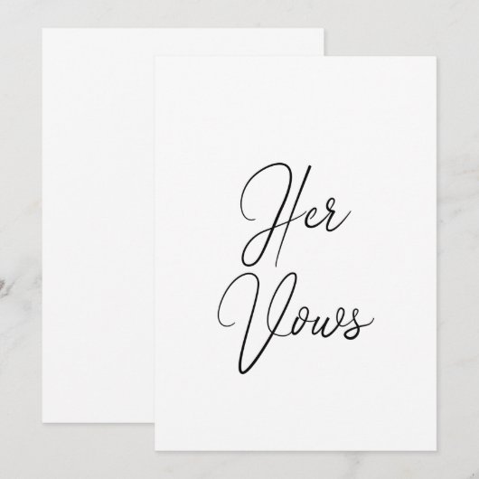 Haar Vow-Kaart | Wedding Vow Booklet for Bride Kaart (Voorkant / Achterkant)