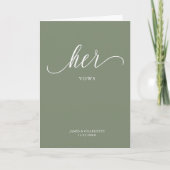 Haar Vows Card Minimalist Script Sage Green Kaart (Voorkant)