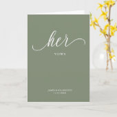 Haar Vows Card Minimalist Script Sage Green Kaart (Gele Bloem)