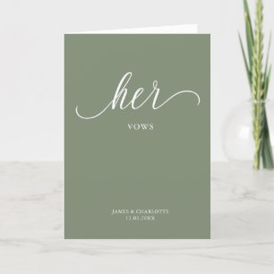 Haar Vows Card Minimalist Script Sage Green Kaart