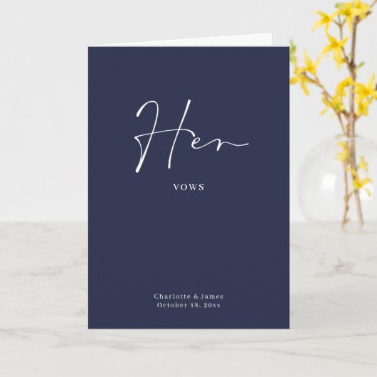Haar Vows Card-minimalistisch script blauw Kaart (Gele Bloem)