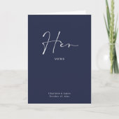 Haar Vows Card-minimalistisch script blauw Kaart (Voorkant)