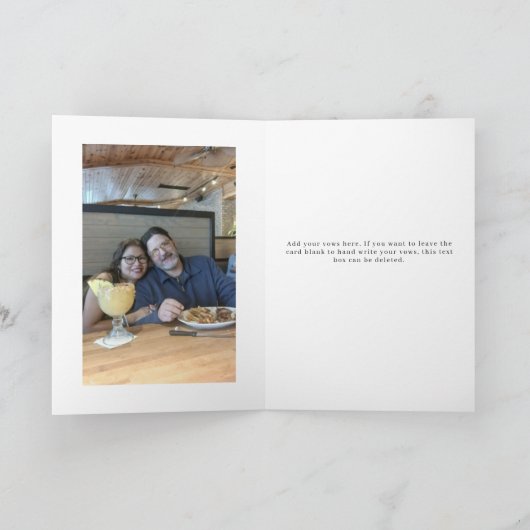 Haar Vows Card-minimalistisch script blauw Kaart (Binnen)