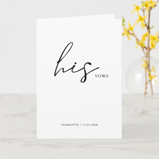 Haar Vows Kaart Minimalist Script Vows (Gele Bloem)