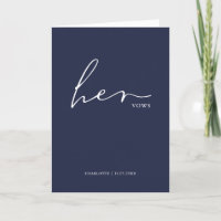Haar Vows Kaart Minimalist Script Vows Blue
