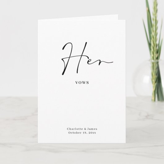 Haar Vows Kaart-minimalistische script Kaart (Voorkant)