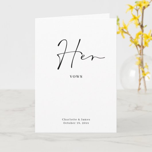 Haar Vows Kaart-minimalistische script Kaart (Gele Bloem)