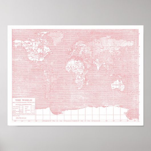 Haar wereld ~ Roze  Wereldkaart Poster (Voorkant)