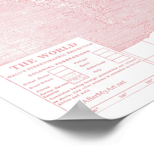 Haar wereld ~ Roze  Wereldkaart Poster (Hoek)