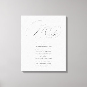 Haar Wows Elegant Mrs Passen getrouwd Wedding Vows Canvas Afdruk