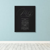 Haar Wows Elegant Mrs Passen getrouwd Wedding Vows Canvas Afdruk (Insitu (Houten vloer))