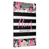 Haar- Zwart & Wit Strepen Patroon, Bloemen Boeket Klembord (Rechts)