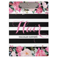 Haar- Zwart & Wit Strepen Patroon, Bloemen Boeket