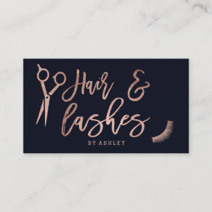 Haar zweeft roos gouden typografie blauw visitekaartje