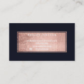 Haar zweeft roos gouden typografie blauw visitekaartje (Achterkant)