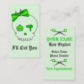 HaarAccessoire schedel (Bow Detail - Lichtgroen #2 Afsprakenkaartje (Voorkant / Achterkant)