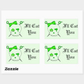 Haaraccessoire schedel & schaar (Lime Green #2) Rechthoekige Sticker (Vel)