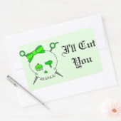 Haaraccessoire schedel & schaar (Lime Green #2) Rechthoekige Sticker (Envelop)