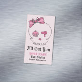 Haaraccessoire schedel (strik detail roze w / teks visitekaartje magneet (Voorbeeld)