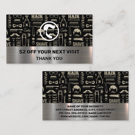 haarbaard | Patroon voor kappergereedschap | korti Visitekaartje (Voorkant / Achterkant)