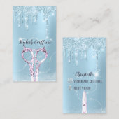 Haarblauwe schijven Glitter Coiffure Paarse schaar Visitekaartje (Voorkant / Achterkant)