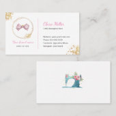 Haarboog visitekaartje roze en goud (Voorkant / Achterkant)