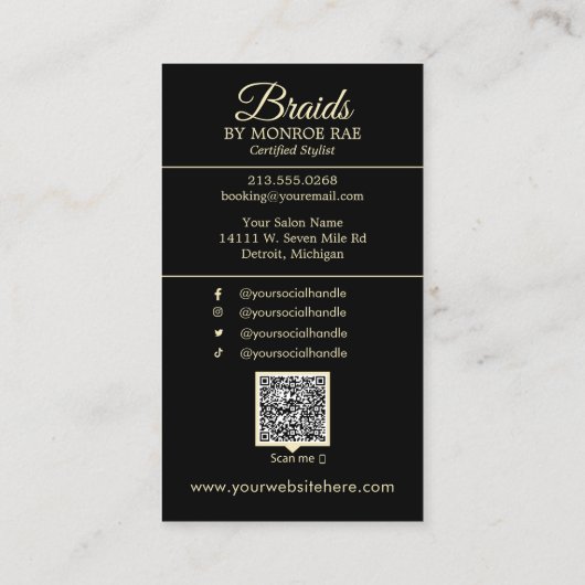 Haarbreder/braden/Braden/Salon - QR-code/Logo Visitekaartje (Achterkant)