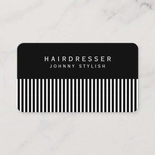 Haarcomb, geïnspireerd op zwart uiterlijk visitekaartje (Voorkant)