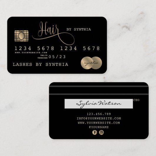 Haarcreditcard styling Black Gold Visitekaartje (Voorkant / Achterkant)