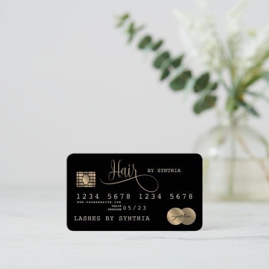 Haarcreditcard styling Black Gold Visitekaartje (Staand voorkant)