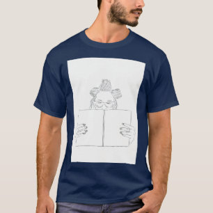 Haarcurlers en ontspannen met een boek t-shirt