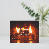 haard en open haard feestdagenkaart (Staand voorkant)