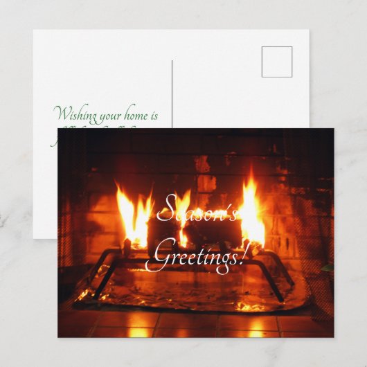 haard en open haard feestdagenkaart (Voorkant / Achterkant)