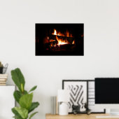Haard Warme Winter Scene Fotografie Poster (Thuiskantoor)