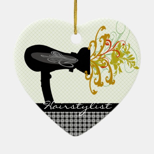 Haardroger blaasbloemen Haarstijdlijst Keramisch Ornament (Achterkant)