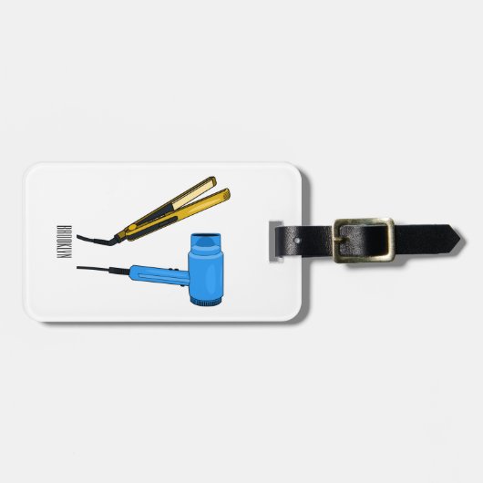 Haardroger en haarrechtse illustratie bagagelabel (Voorkant horizontaal)