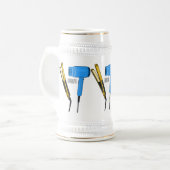 Haardroger en haarrechtse illustratie bierpul (Voorkant links)