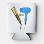 Haardroger en haarrechtse illustratie blikjeskoeler (Voorkant)