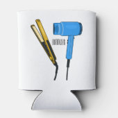 Haardroger en haarrechtse illustratie blikjeskoeler (Achterkant)