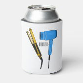 Haardroger en haarrechtse illustratie blikjeskoeler (Blikje Achterkant)