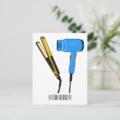 Haardroger en haarrechtse illustratie briefkaart (Staand voorkant)